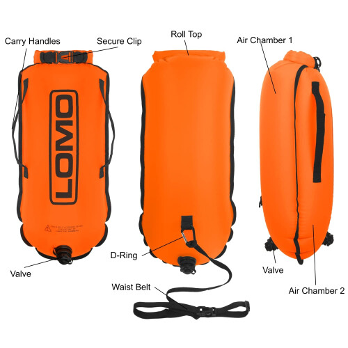 Lomo Drybag Swimming Tow Float - Orange 2