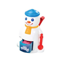 Mr Frosty The Ice Crunchy Maker, Retro Plastic Snowman Shaped Toy Machine for Kids with Ice Cube Mould and Shape Tray to Create Slushies, Ice Lollies,