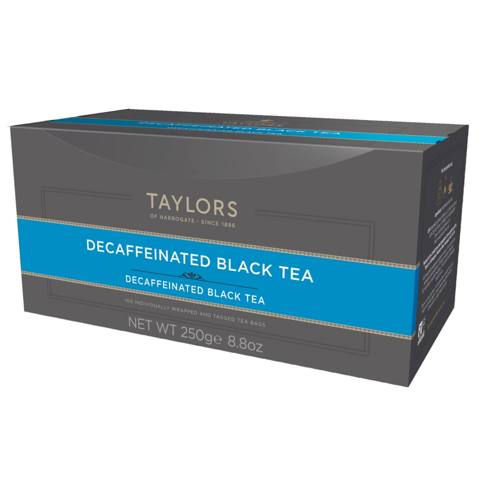 Taylors of Harrogate Decaffeinated Breakfast Tea 100 Wrapped & Tagged Tea Bags