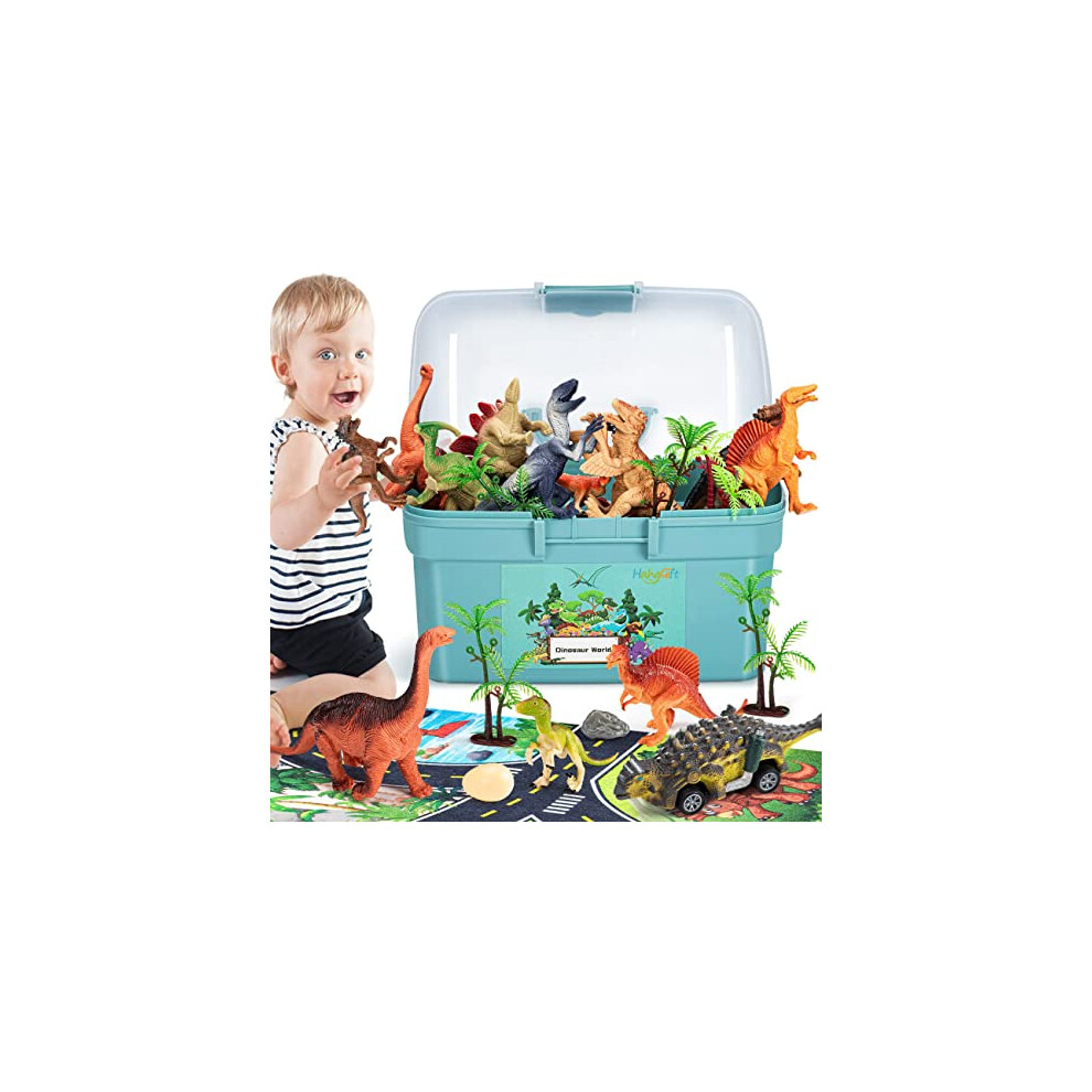 HahaGift Dinosaur Toys for 3 2 4 5 6 Year Old Boys Gifts, Dinosaur Games for Kids Toys Age 3 4 5 6 7 Year Old Boy Toys, Dinosaur Figures Play Mat Set