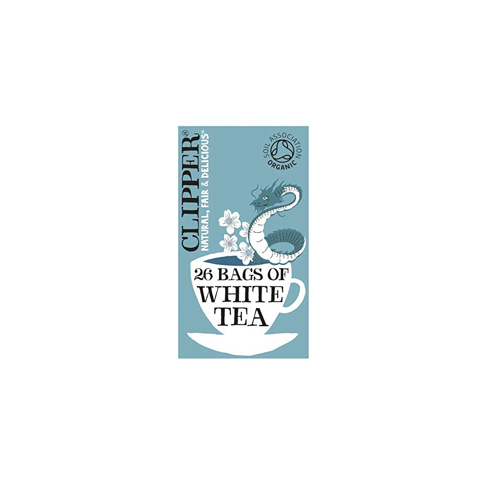 Clipper Organic White Tea Bags | 156 Bags of White Tea from China (6 x Boxes of 26) | Bulk Buy for Home & Catering | Herbal Tea Bags | Natural,