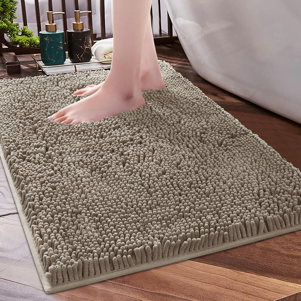 (50cm x 80cm, Silver) Anti Slip Soft Bath Mats For Bathroom Shower Rug