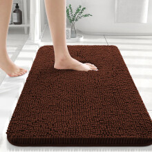 (50x80 cm, Brown/Coffee) Absorbent Bath Mat Chenille Non Slip Bathroom Rugs
