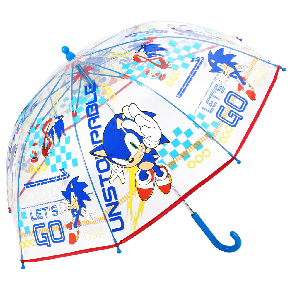 Sonic The Hedgehog Clear Dome Umbrella Childrens Let's Go Unstopable