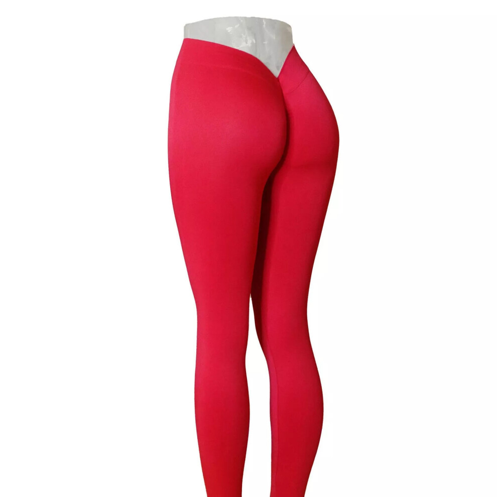 (Red, 10) Ladies Gym V Style Butt Lift Leggings Fitness Push Up Sports Yoga Pants-
