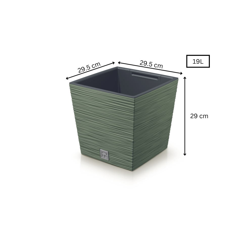 (Square Low, 19 L) Plant Pots FURU Style Outdoor Earth Green 9L-91.5L
