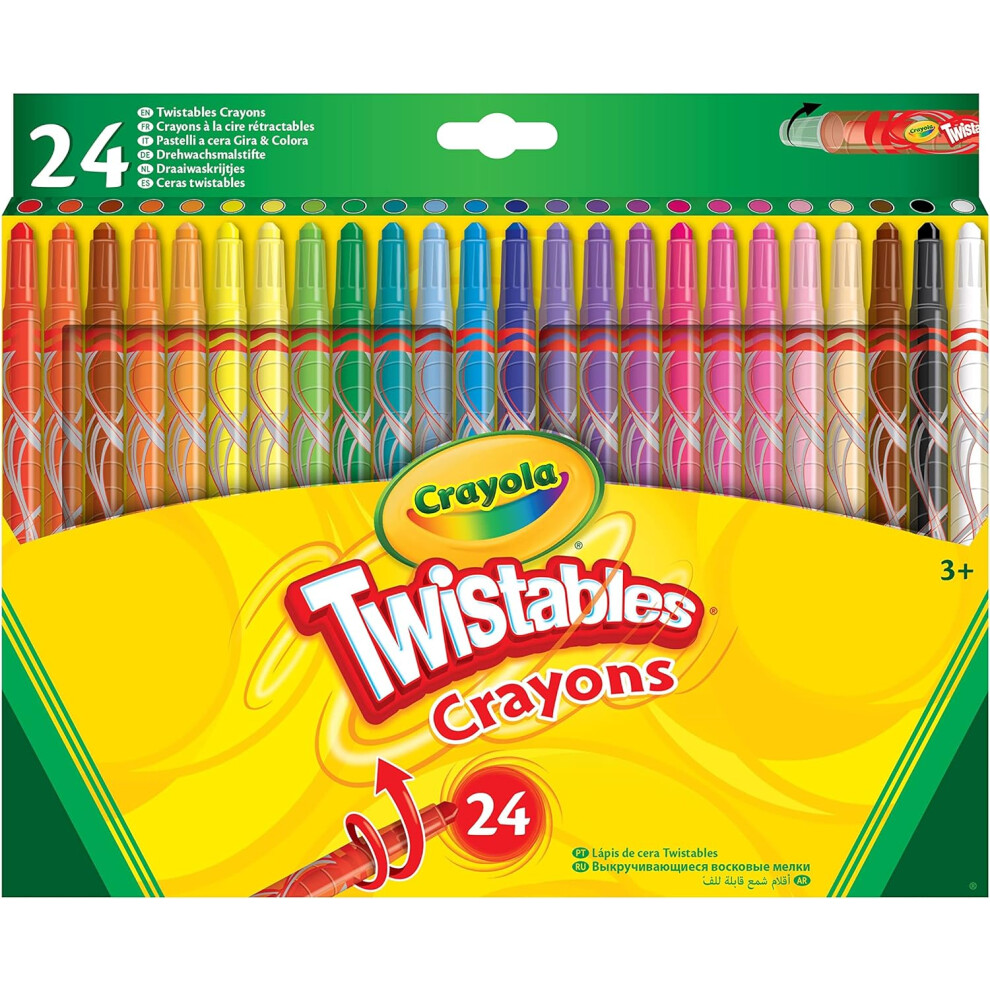 CRAYOLA Twistables Colouring Crayons Assorted Colours (Pack of 24) Simply Twist for More Colouring Fun No Need to Sharpen! Ideal for Kids Aged 3+