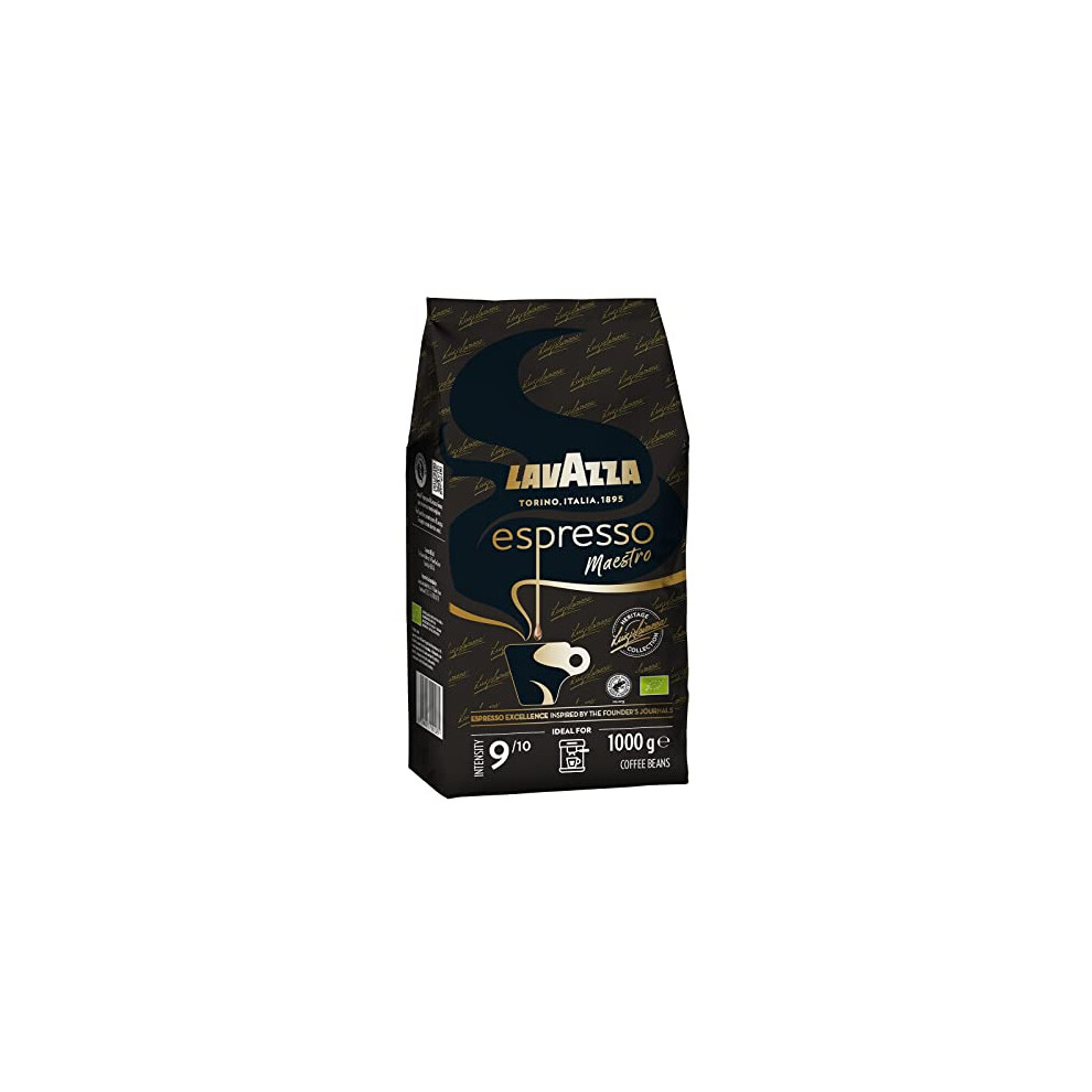 Lavazza, Espresso Maestro, Coffee Beans, Ideal for Espresso Machines, Balanced & Aromatic Taste, Intensity 9/10, Dried Fruit & Chocolate Notes, 100%