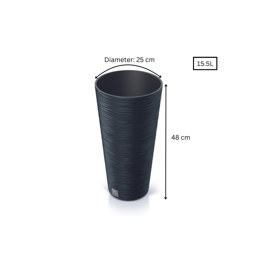(Round Tall, 15.5 L) Plant Pots FURU Style Garden Anthracite 9L - 91.5L