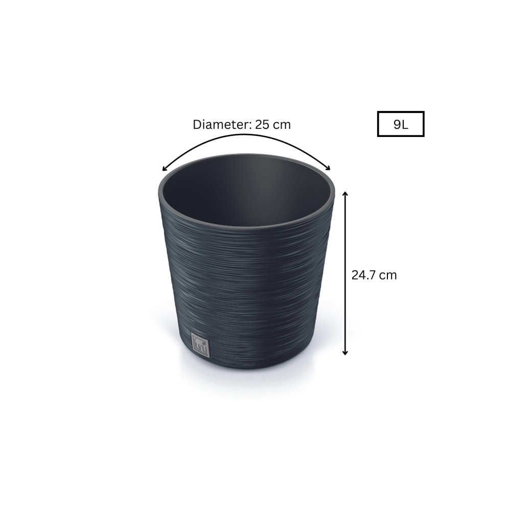 (Round Low, 9 L) Plant Pots FURU Style Garden Anthracite 9L - 91.5L