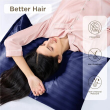 (Pillowcase Pair: 50 x 75 CM, Navy Blue) Stripe Duvet Quilt Cover Set OR Pillowcases Pair