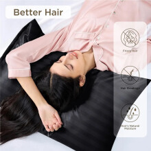 (Pillowcase Pair: 50 x 75 CM, Black) Stripe Duvet Quilt Cover Set OR Pillowcases Pair