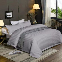 (Super King: 260 x 220 CM, Grey) Stripe Duvet Quilt Cover Set OR Pillowcases Pair