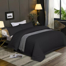 (Super King: 260 x 220 CM, Black) Stripe Duvet Quilt Cover Set OR Pillowcases Pair
