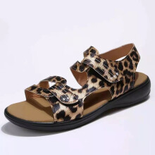 (Leopard, 40/UK 6.5) Womens Low Wedge Sandals Flatforms Slingback Strappy Summer Ladies Shoes Size