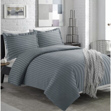 (Single: 137 x 200 CM, Charcoal) Stripe Duvet Quilt Cover Set OR Pillowcases Pair