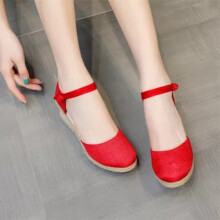 (Red, UK Size 5=Tag Size 39) Women's Sandals Summer Espadrilles Ladies Beach Work Closed Toe Ankle Strap Size