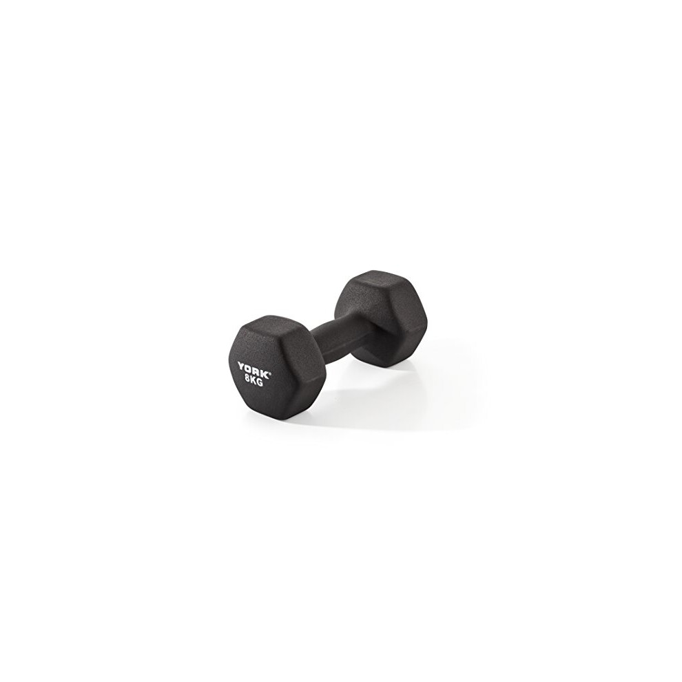 York Fitness Single Neoprene Hex coating Dumbbell, Black, 2KG