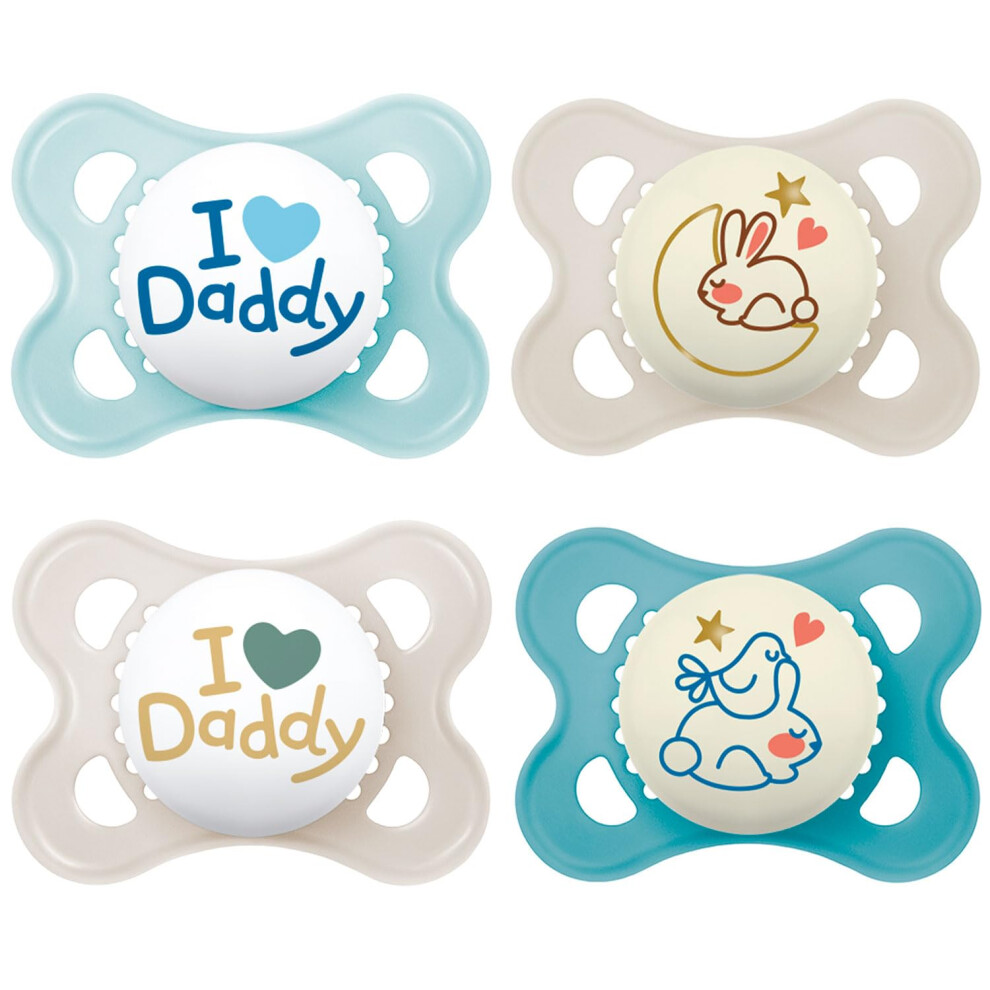 MAM Day & Night silicone pacifier 0-6 boy, set of 4 2 sterilized razor boxes.