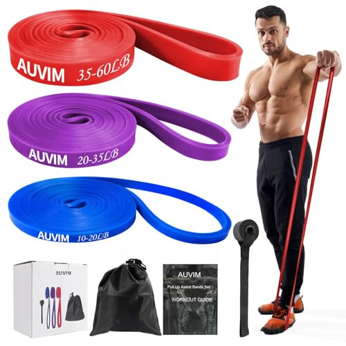 AUVIM Resistance Bands Sets Pull Up Bands 3 Different Levels Fitness Band for Strength Training Stretch Mobility Calisthenics CrossFit Pilates Yoga