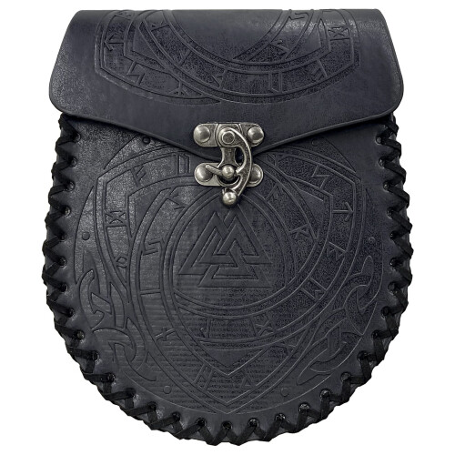 HiiFeuer Nordic Embossed Belt Bag Retro Medieval Faux Leather Side Pack Vintage Portable Belt Pouch for LARP Ren Faire Odin Black on OnBuy