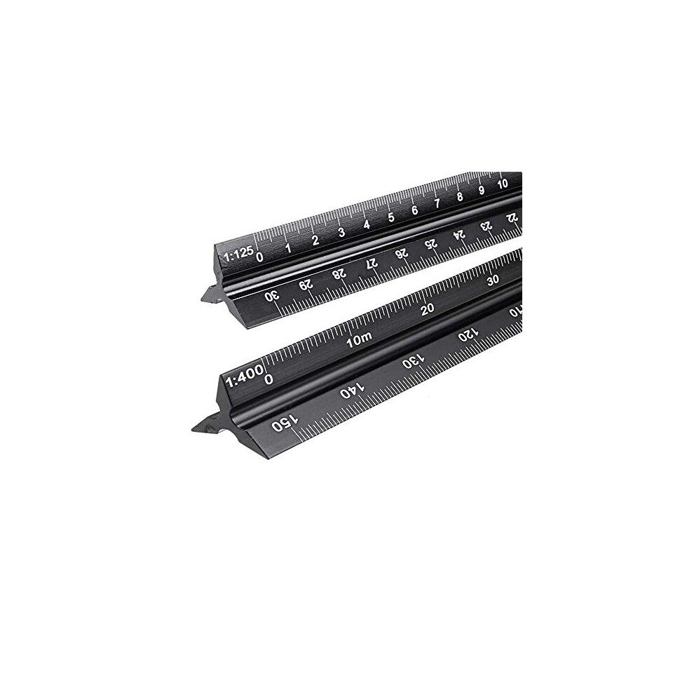 Metal Scale Ruler, 2PCS Aluminium Triangular Scale Ruler Metric for Architects & Engineers : 1:20, 1:25, 1:50, 1:75, 1:100, 1:125/1:100, 1:200, 1:250,