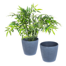 (GREY) LIVIVO Set of 2 Indoor Plastic Plant Pots - 18cm
