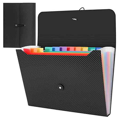 Uquelic 13 Pocket Expanding File & Cover Folder with Labels, Rainbow ...