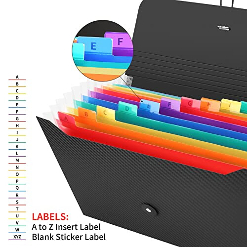 Uquelic 13 Pocket Expanding File & Cover Folder with Labels, Rainbow ...