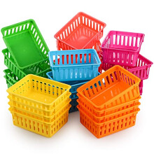 DEAYOU 24 Pack Classroom Storage Baskets, Small Plastic Baskets for Organizing, Colorful Storage Trays, Crayon Pencil Containers Organizer Bins for