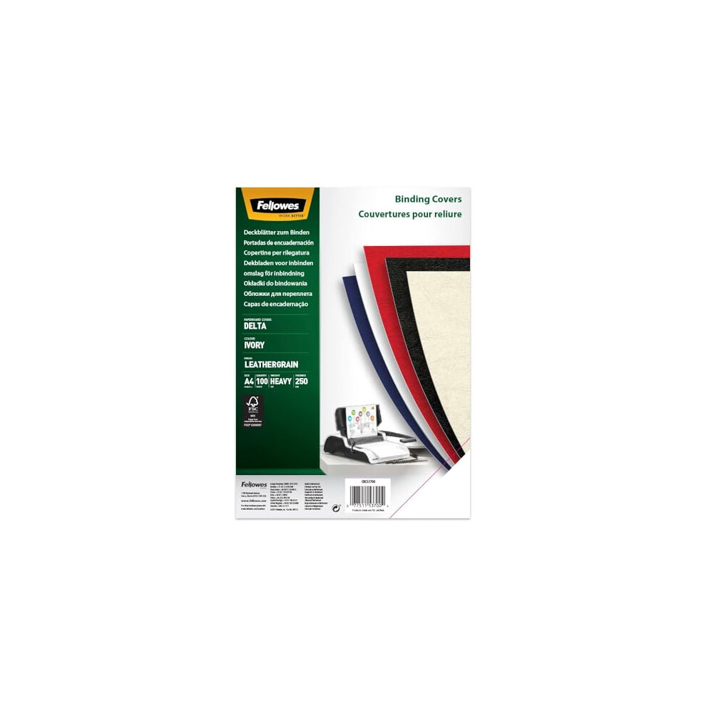 Fellowes Delta Leatherboard A4 Heavyweight Presentation Covers - Ivory (Pack of 100)