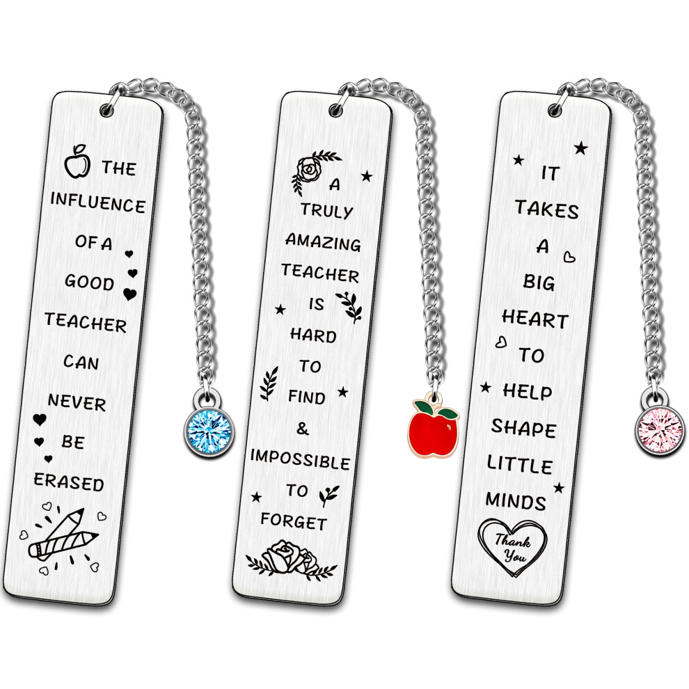 JMIMO Teacher Gifts Thank You Teacher Gifts for Women Men Teacher Appreciation Gifts Bookmarks Personalised Teacher Presents (3 PCS)