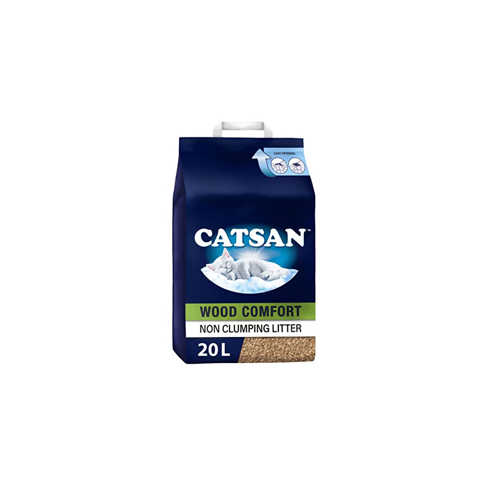 Catsan Wood Comfort Litter 20 Litre Bag, 100 Percent biodegradable, extra absorbent