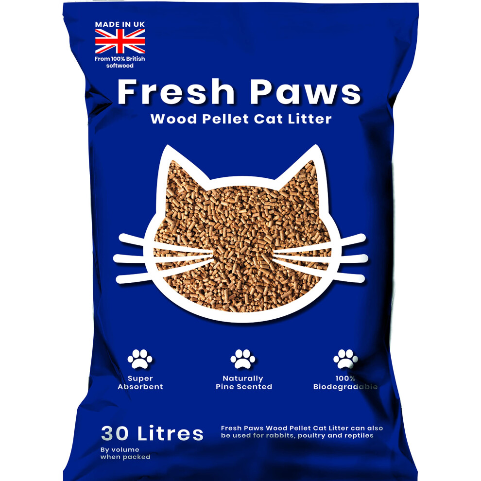 Fresh Paws Premium Wood Pellet Cat Litter, 30 L