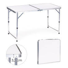 Touristentisch klappbarer Campingtisch weiße Platte 120 x 60 cm