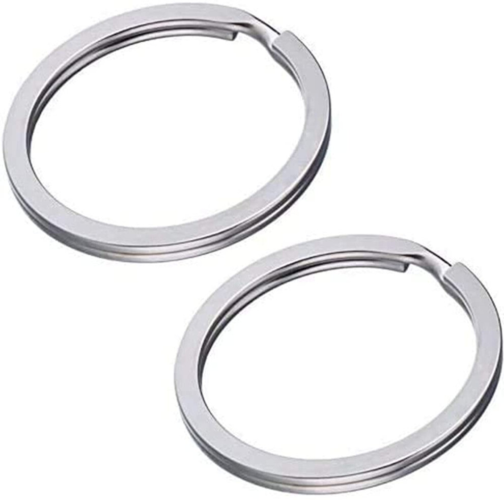 100Pcs Round Key Rings Metal Flat Split Key Ring 30mm Bulk for Crafts Circular Keychain Key Ring Circular Keychain Hoops Keyring Loop Connector Silver