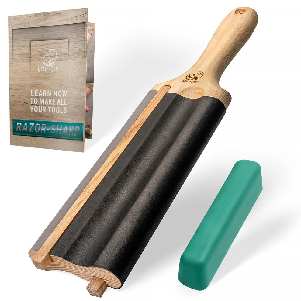 Beavercraft Ls5p1 Wood Carving Strop Wood Carving Gouge Hook Knife Sharpening Honing Tools Strop Stropping Kit Leather Paddle Strop Spoon Carving