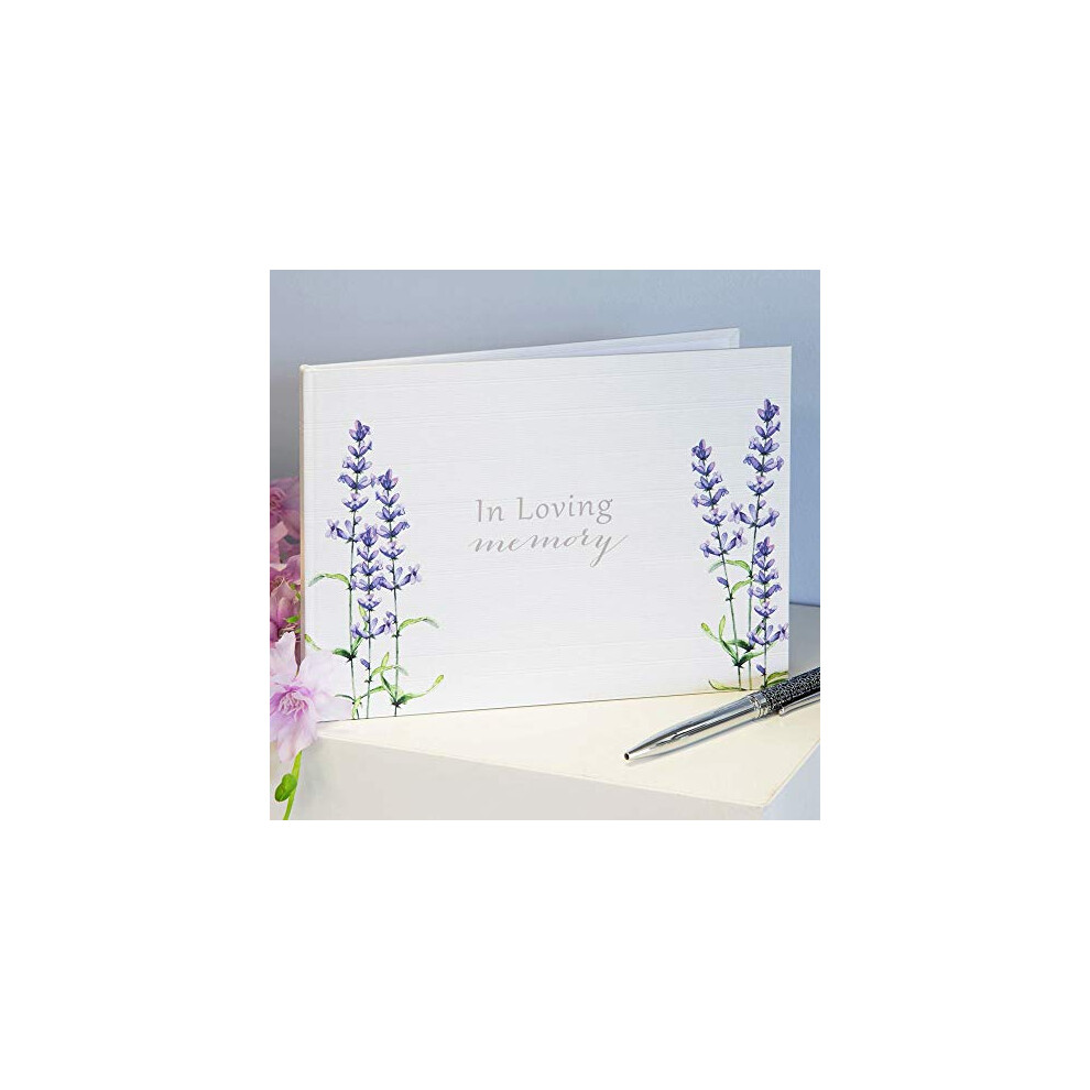 Thoughts of You Book of Condolence Funeral Guest Memorial Book - in Loving Memory Lavender Design