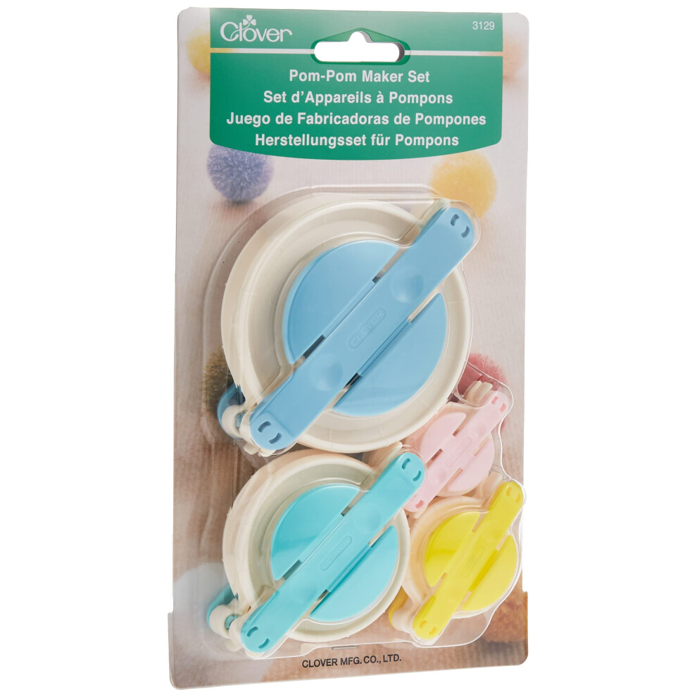 clover Pom Maker Set-4/Pkg, ABS Resin, Polypropylene and Stainless Steel, Multicolor, 4 Pack