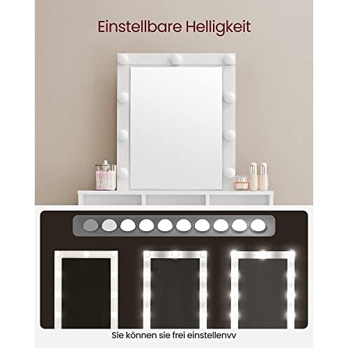 White Vanity Table with Lights & Ample Storage Drawers 2