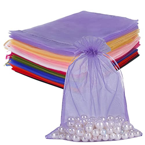 Large organza drawstring bags best sale