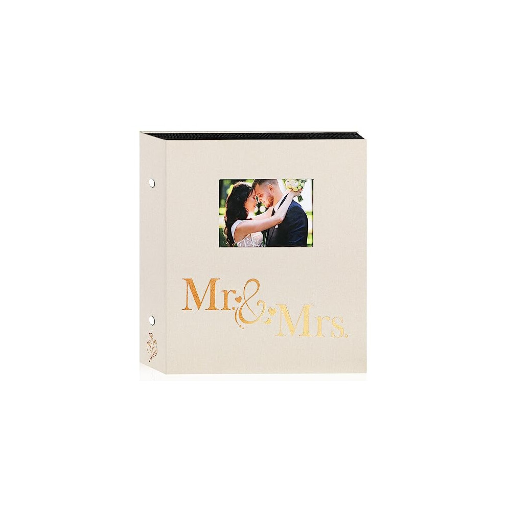 Lanpn Wedding Photo Album 6x4 600 Pocket Photos Slip in, Linen Cover Large Capacity Newlywed Marriage Window Album Hold 600 Portrait Landscape Photos