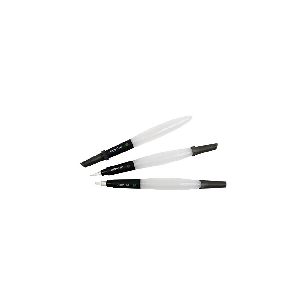 Derwent Waterbrush For Watercolour Painting, Pack Of 3, Includes Chisel Tip, Fine Tip & Medium Tip, Professional Quality, 2301975