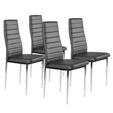 Öko-Lederstühle für Wohn- und Esszimmer, 4-tlg. Chrombeine, grau