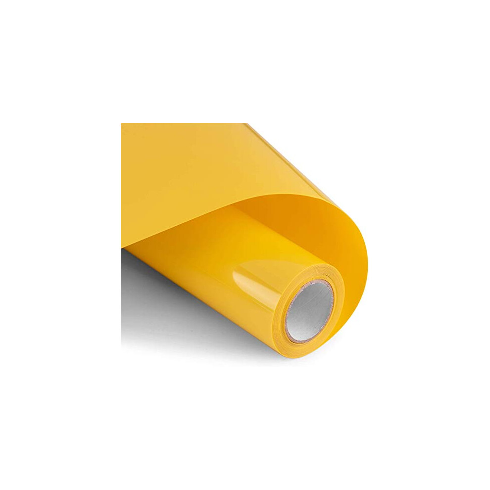 wintfarm Heat Transfer Vinyl Roll 12" x10ft,HTV Iron on Vinyl for DIY T-Shirts Garments Bags and Other Fabrics(Yellow)