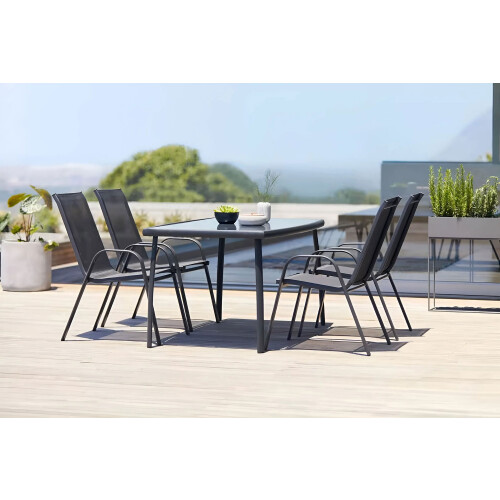 2er Set Gartenstühle für Terrasse, Balkon, Schwarz 1