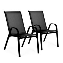 2er Set Gartenstühle für Terrasse, Balkon, Schwarz