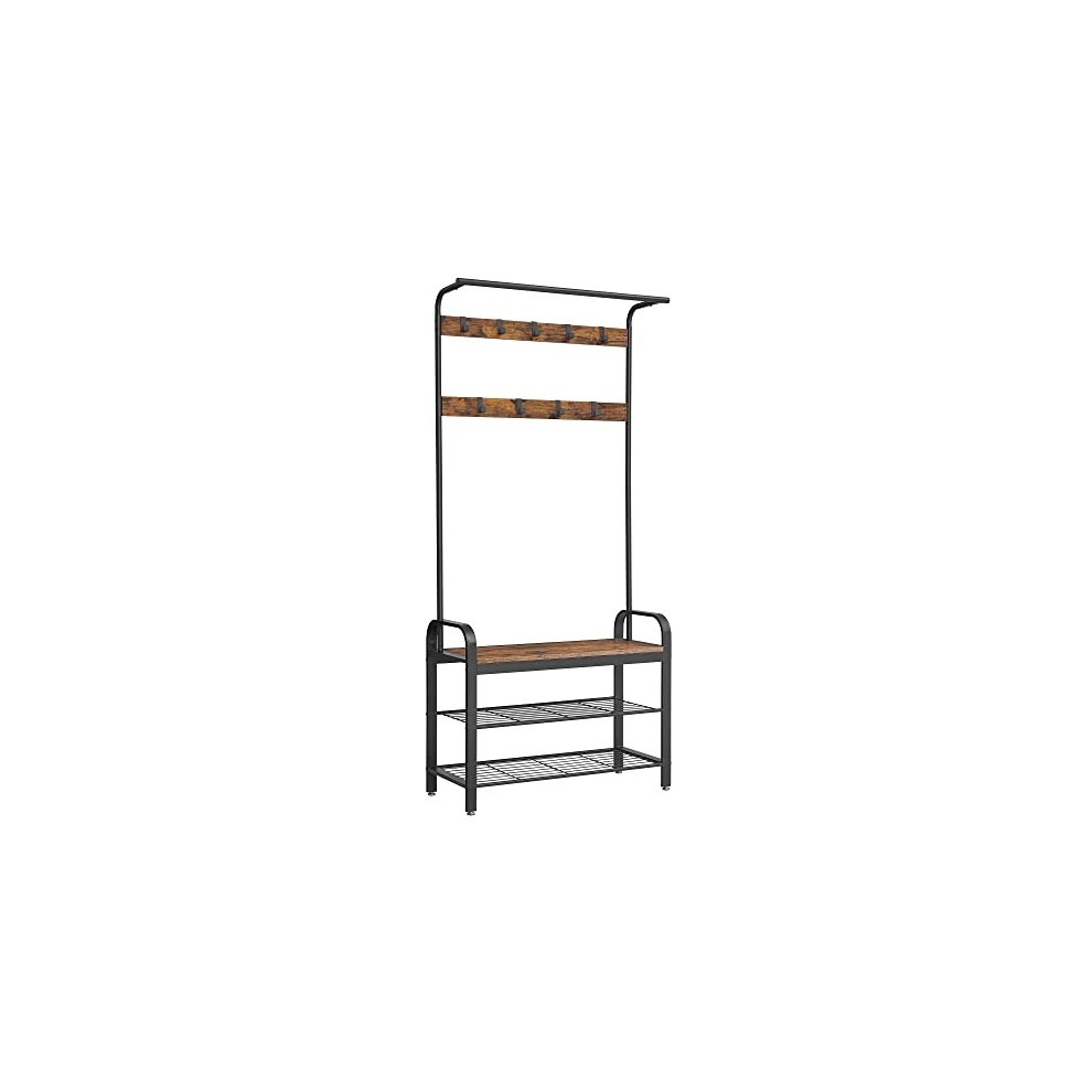 Pricenet 4-In-1 Coat Rack With Shoe Bench, Hooks, And Hanging Rail