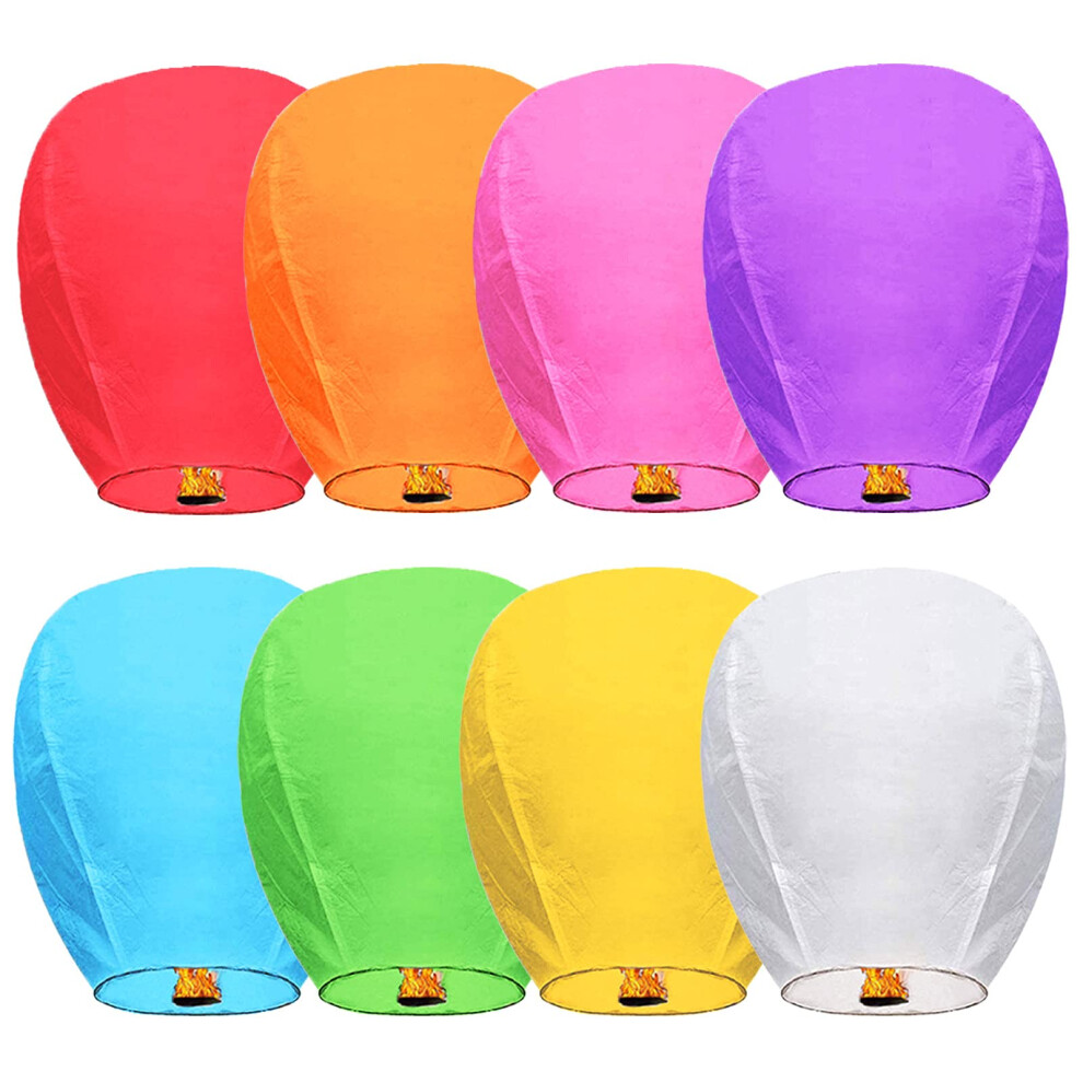 Chinese Sky Lanterns (8 Pack) 100% Biodegradable No Assembly Required - Beautiful Lantern for Weddings, Birthdays, Parties,Memorials and Much More