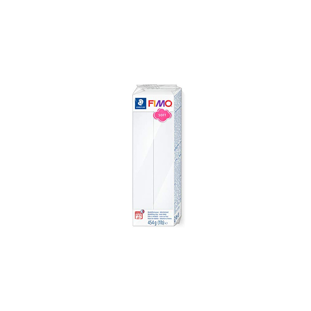 STAEDTLER 8021-0 FIMO Soft Oven-Hardening Polymer Modelling Clay - White (1 x 454g Block)